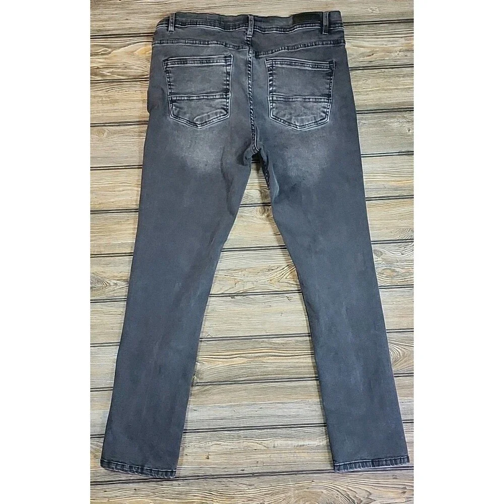 Kenneth Cole New York Men's Slim Fit Gray Denim Jeans Medium Wash Stretch